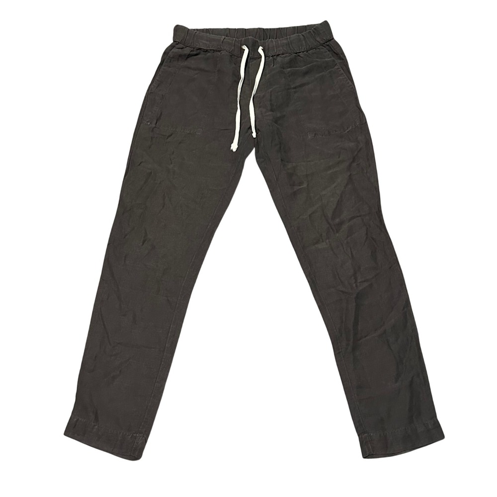 Enza Costa Tencel Linen Blend Drawstring Waist Pants Charcoal Gray Women Size 2